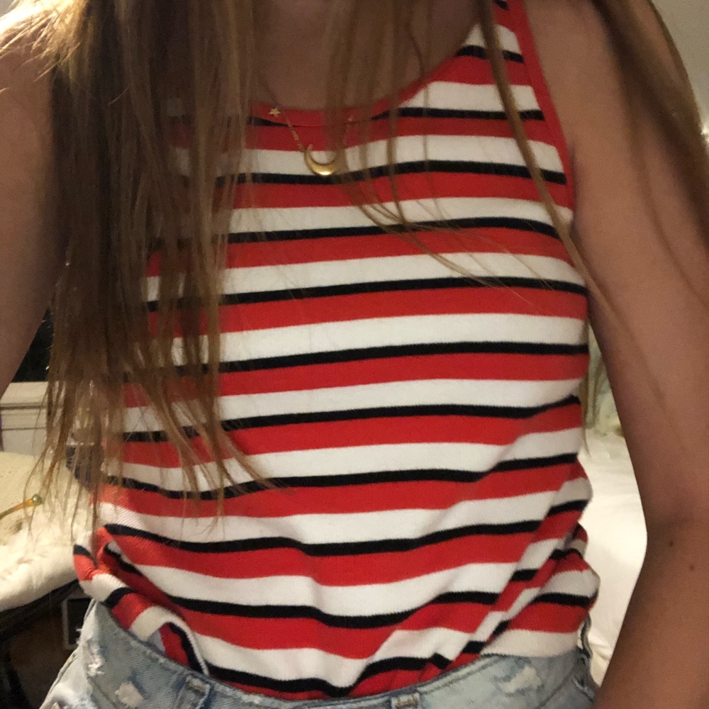 red striped tank top
